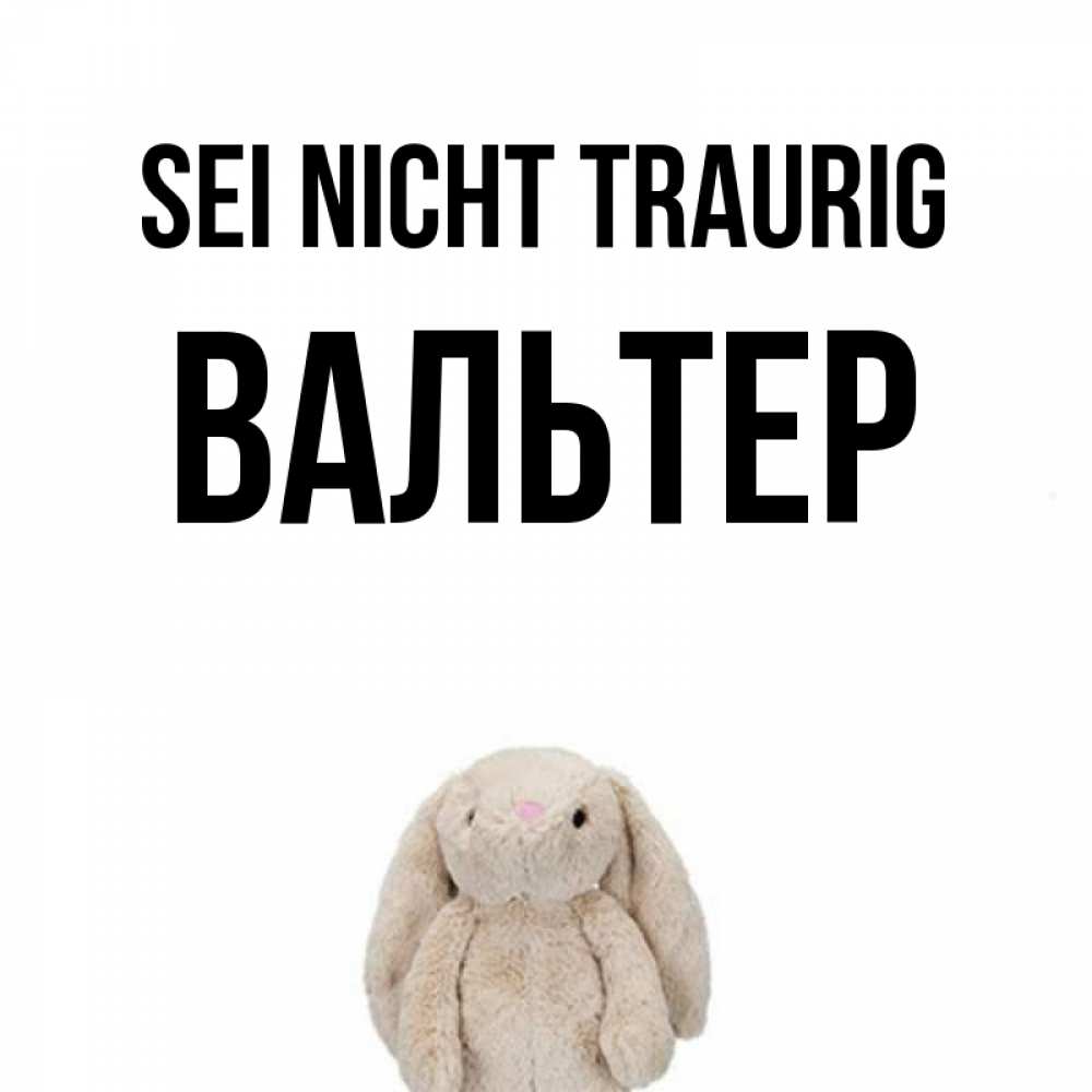 Открытка на каждый день с именем, Вальтер Sei nicht traurig детская игрушка зайчика Прикольная открытка с пожеланием онлайн скачать бесплатно 