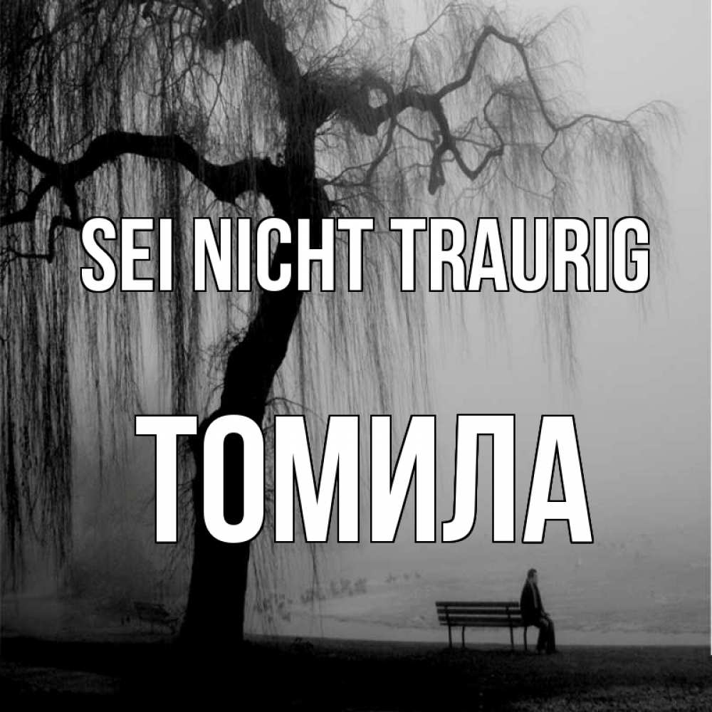 Открытка на каждый день с именем, Томила Sei nicht traurig висящие ветки дерева и лавочка под деревом Прикольная открытка с пожеланием онлайн скачать бесплатно 