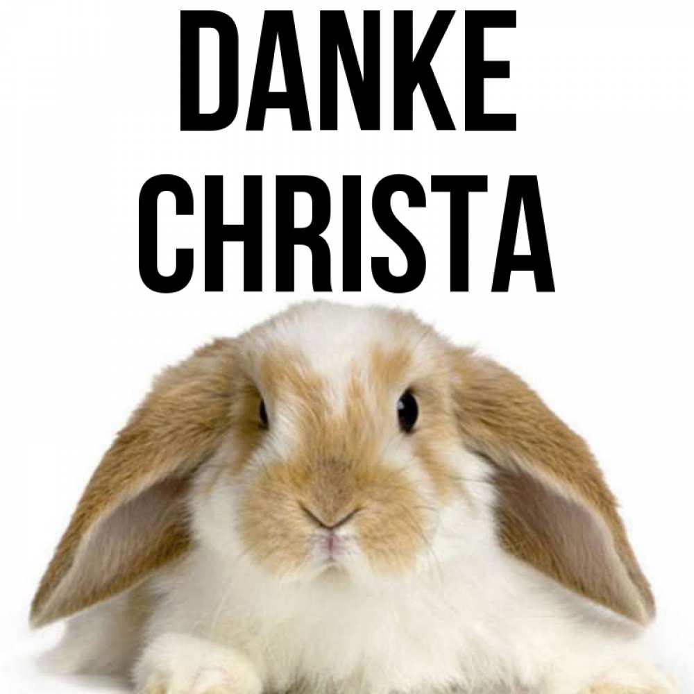 Открытка на каждый день с именем, Christa Danke коричнево белый заяц Прикольная открытка с пожеланием онлайн скачать бесплатно 