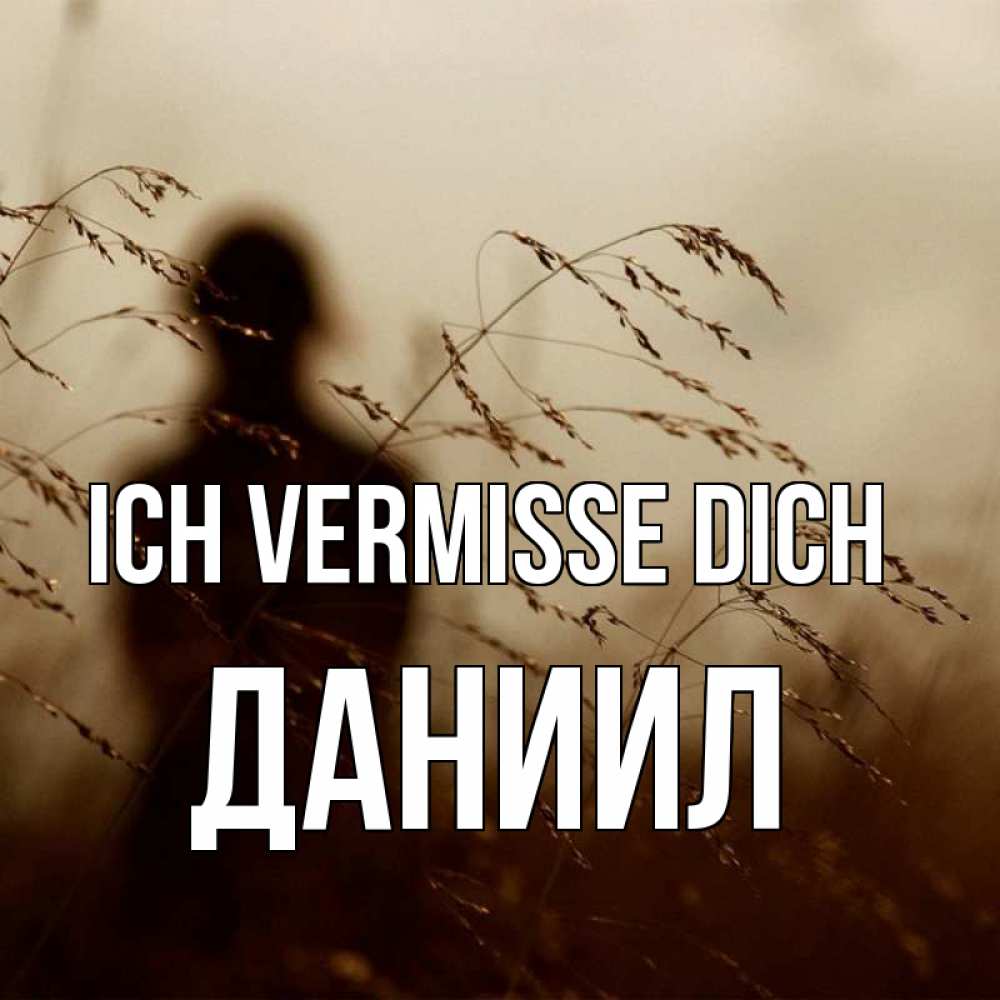 Открытка на каждый день с именем, Даниил Ich vermisse dich силуэт девушки Прикольная открытка с пожеланием онлайн скачать бесплатно 