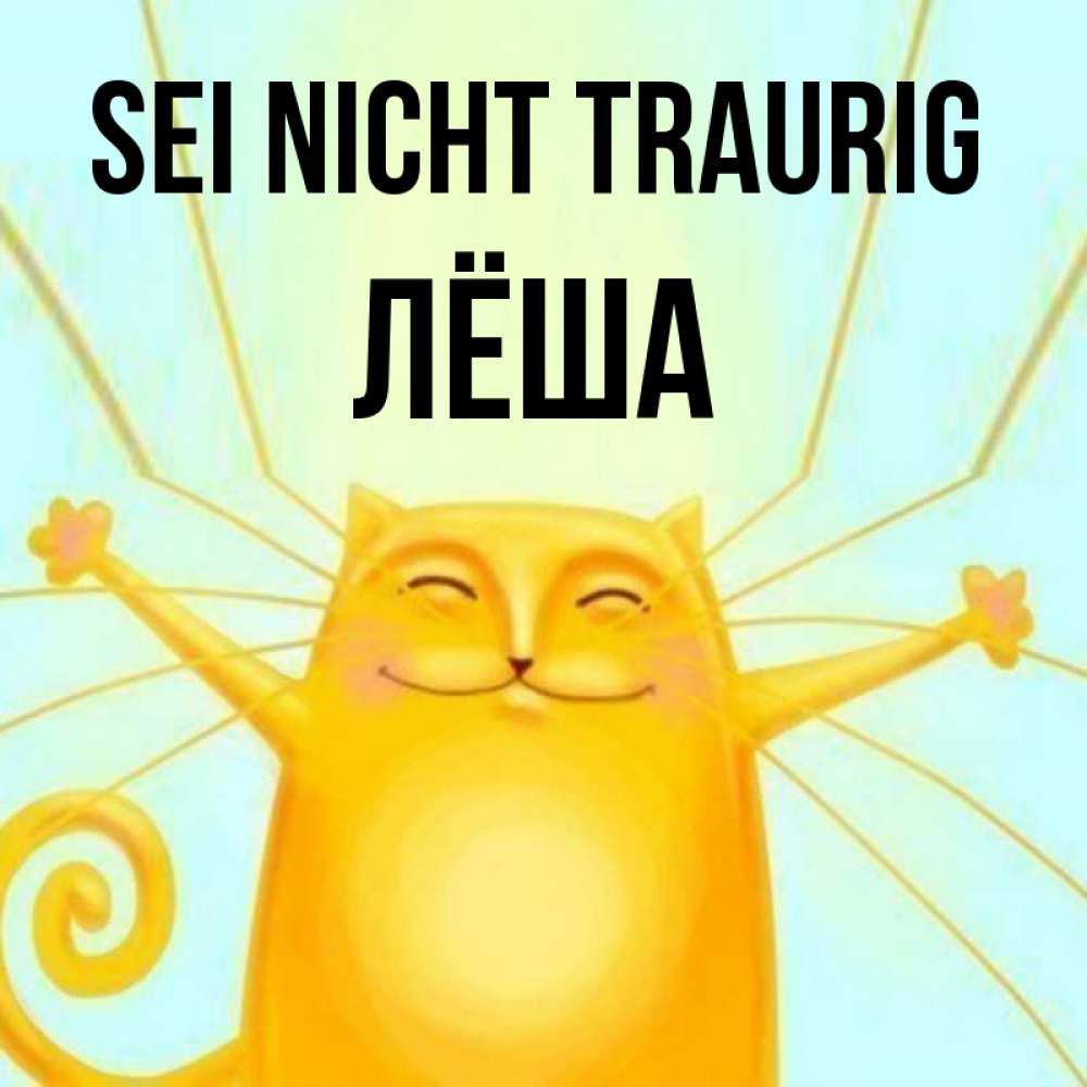 Открытка на каждый день с именем, Лёша Sei nicht traurig обнимашки усатые Прикольная открытка с пожеланием онлайн скачать бесплатно 