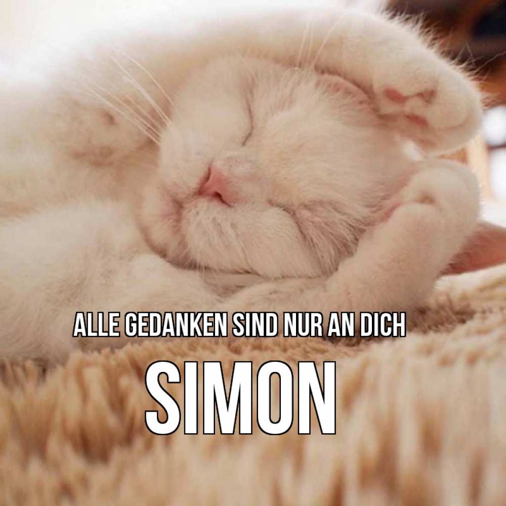 Открытка на каждый день с именем, Simon Alle Gedanken sind nur an dich для любимой девушки милота Прикольная открытка с пожеланием онлайн скачать бесплатно 