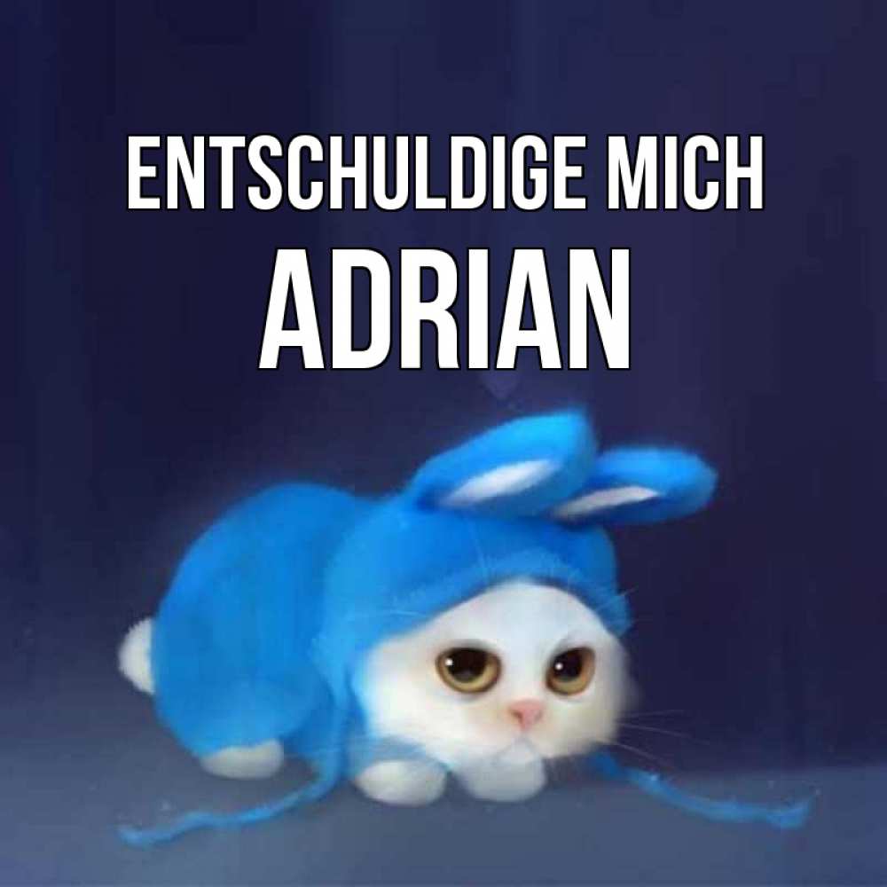 Открытка на каждый день с именем, Adrian Entschuldige mich невинный котозай просит прощения Прикольная открытка с пожеланием онлайн скачать бесплатно 
