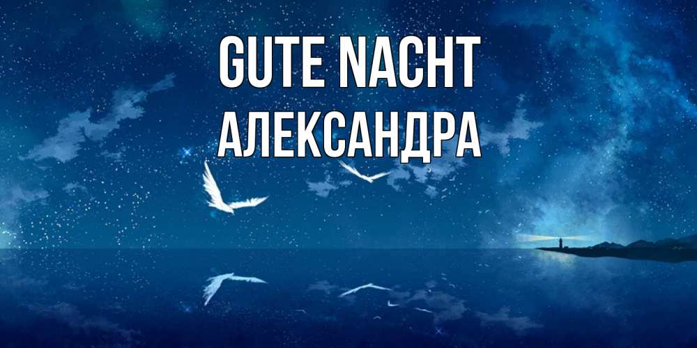 Открытка на каждый день с именем, Александра Gute Nacht птицы летят на фоне ночного неба Прикольная открытка с пожеланием онлайн скачать бесплатно 