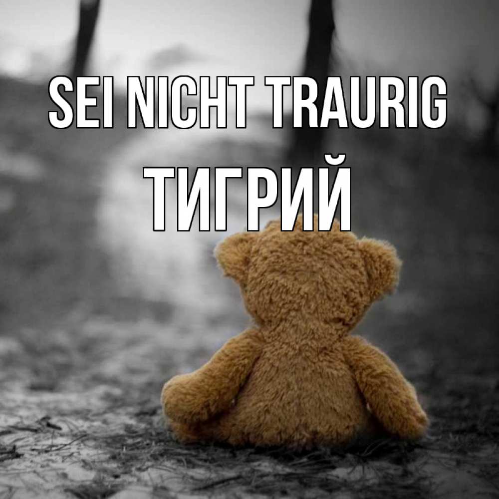 Открытка на каждый день с именем, Тигрий Sei nicht traurig медведь со спин Прикольная открытка с пожеланием онлайн скачать бесплатно 