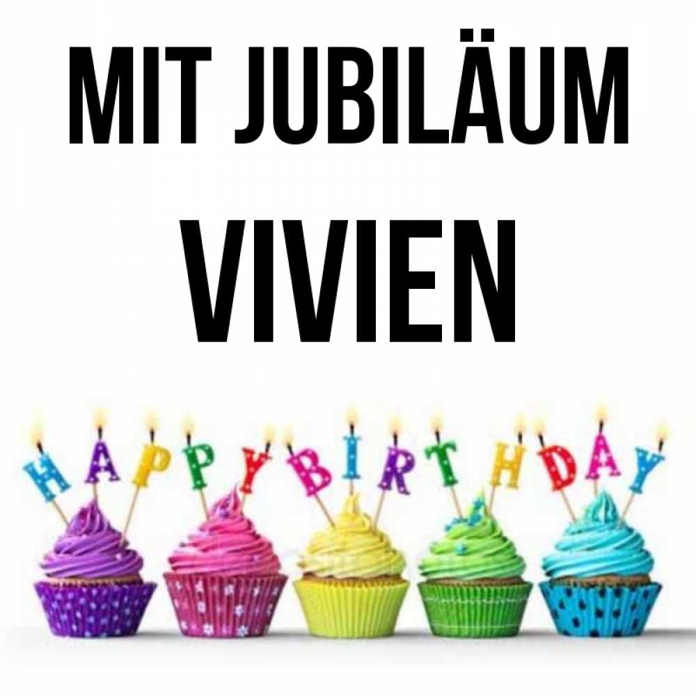 Открытка на каждый день с именем, Vivien Mit Jubiläum открытка ко дню рождения с разноцветными вкусняшками Прикольная открытка с пожеланием онлайн скачать бесплатно 