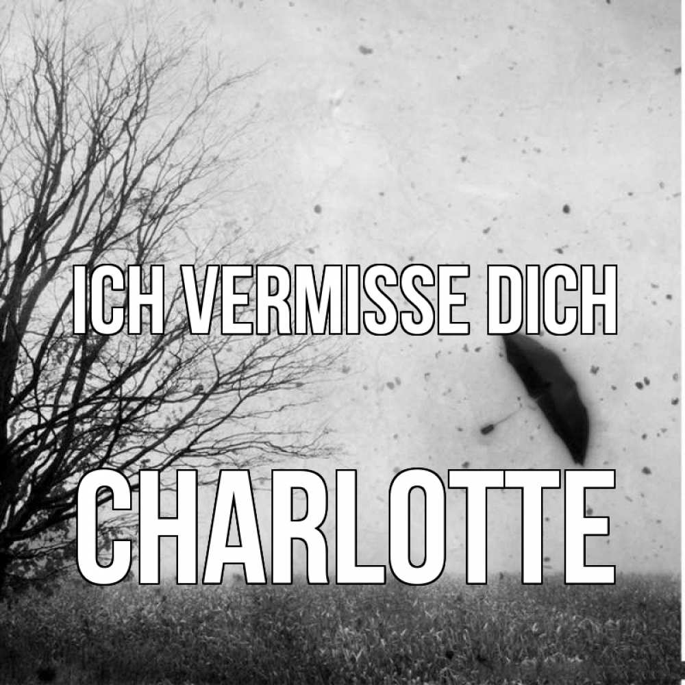 Открытка на каждый день с именем, Charlotte Ich vermisse dich зонт летит Прикольная открытка с пожеланием онлайн скачать бесплатно 