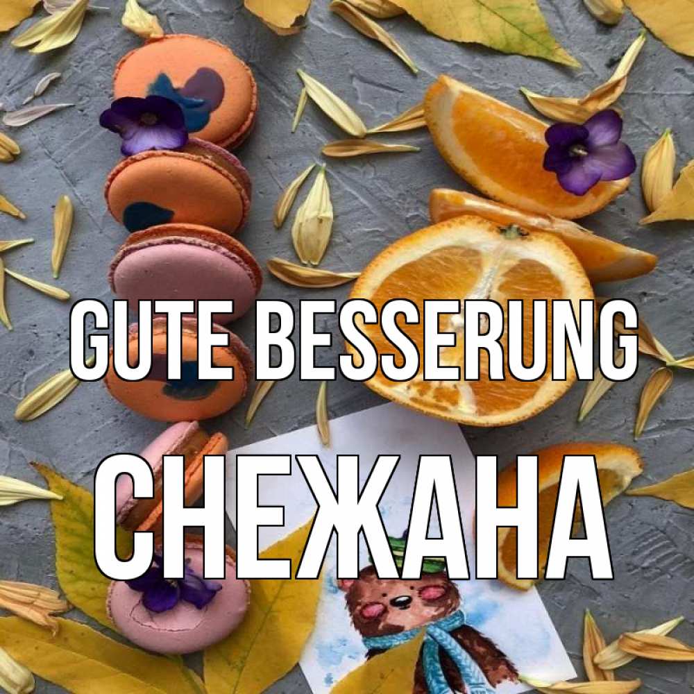 Открытка на каждый день с именем, Снежана Gute Besserung не болейте Прикольная открытка с пожеланием онлайн скачать бесплатно 
