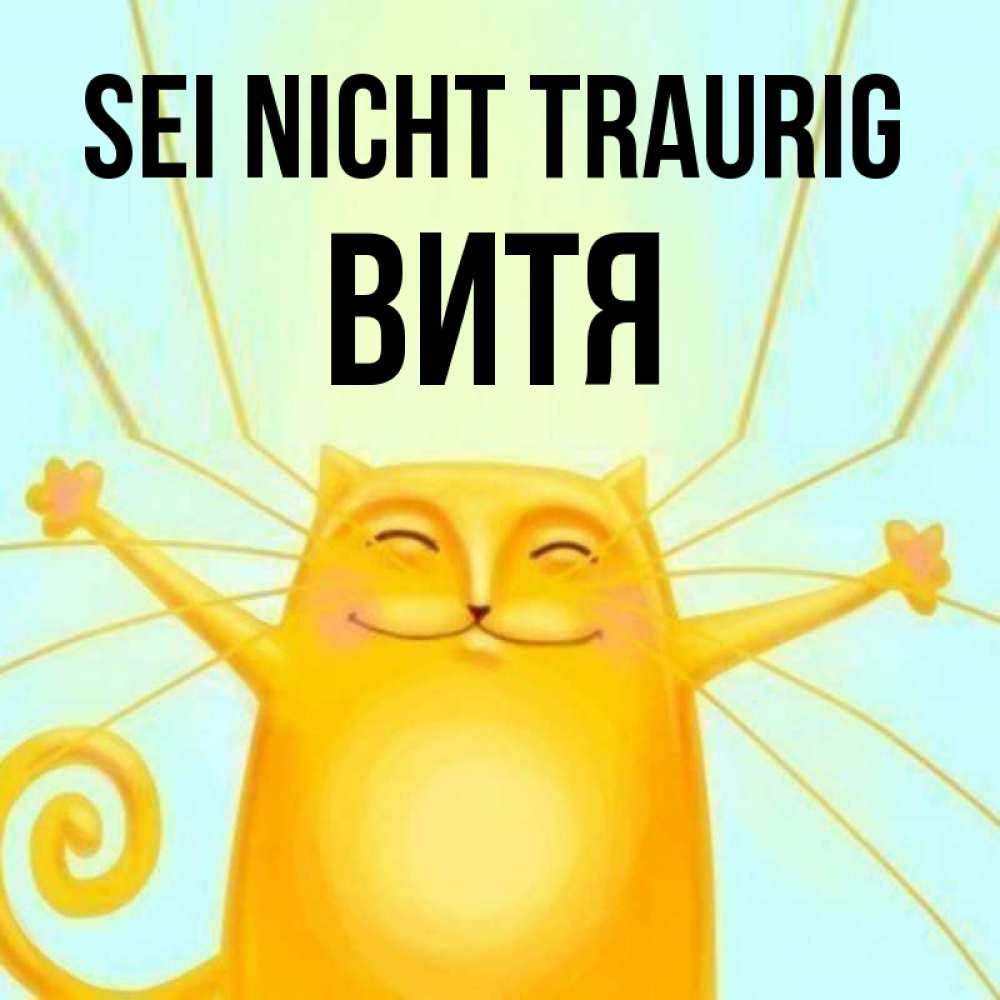 Открытка на каждый день с именем, Витя Sei nicht traurig обнимашки усатые Прикольная открытка с пожеланием онлайн скачать бесплатно 