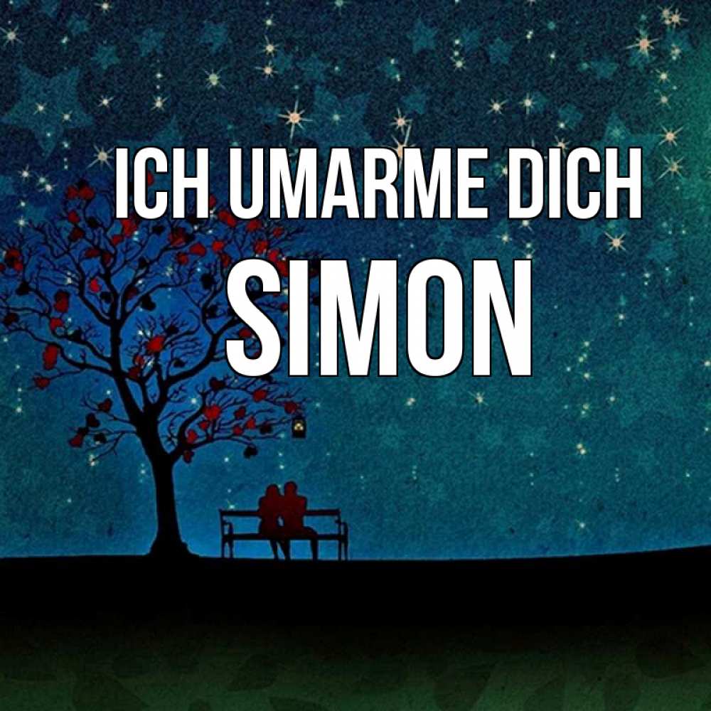 Открытка на каждый день с именем, Simon Ich umarme dich много звезд Прикольная открытка с пожеланием онлайн скачать бесплатно 