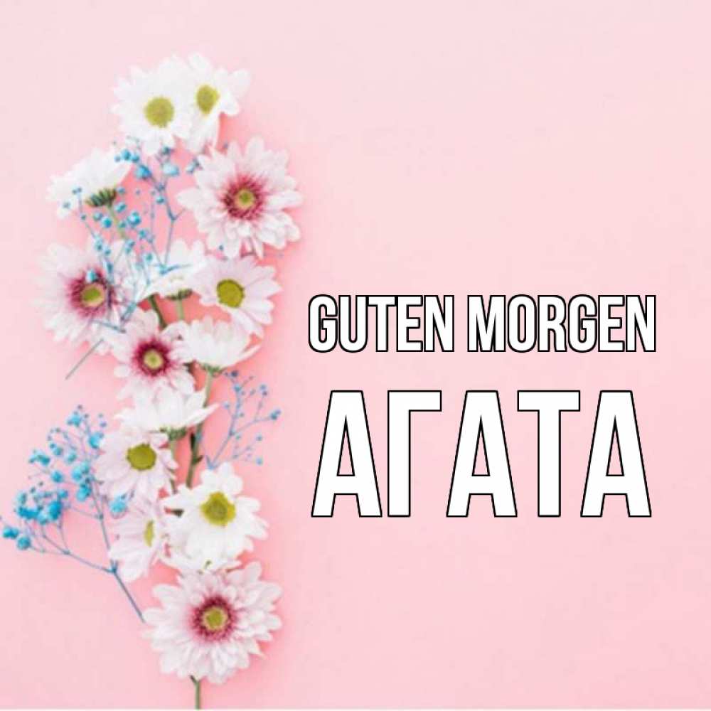 Открытка на каждый день с именем, Агата Guten Morgen цветы с подписью Прикольная открытка с пожеланием онлайн скачать бесплатно 