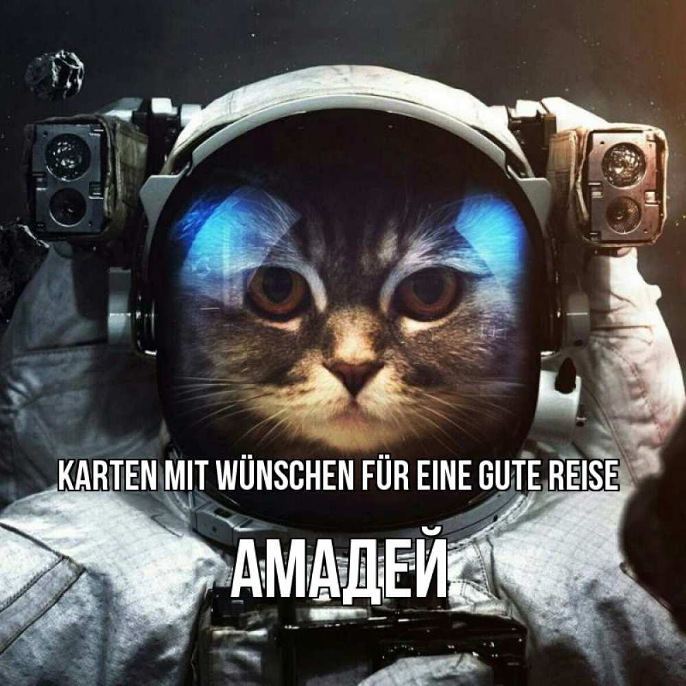 Открытка на каждый день с именем, Амадей Karten mit Wünschen für eine gute Reise желает удачно добраться Прикольная открытка с пожеланием онлайн скачать бесплатно 