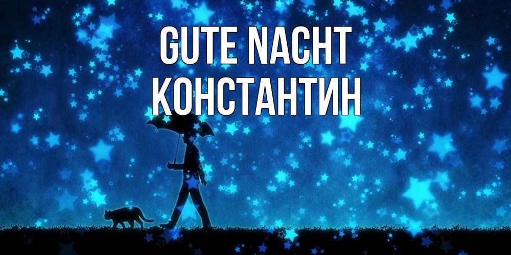 Открытка на каждый день с именем, Константин Gute Nacht ночные прогулки с котом под звездами Прикольная открытка с пожеланием онлайн скачать бесплатно 