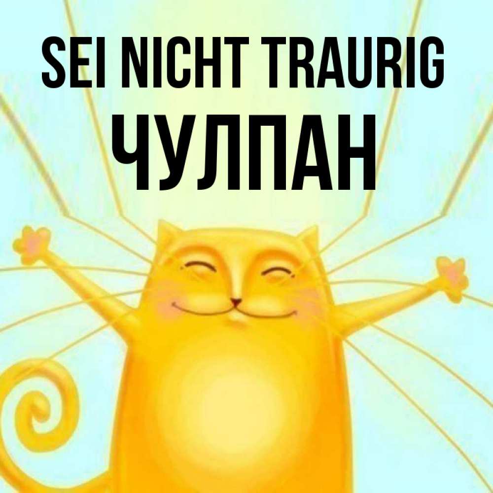 Открытка на каждый день с именем, Чулпан Sei nicht traurig обнимашки усатые Прикольная открытка с пожеланием онлайн скачать бесплатно 