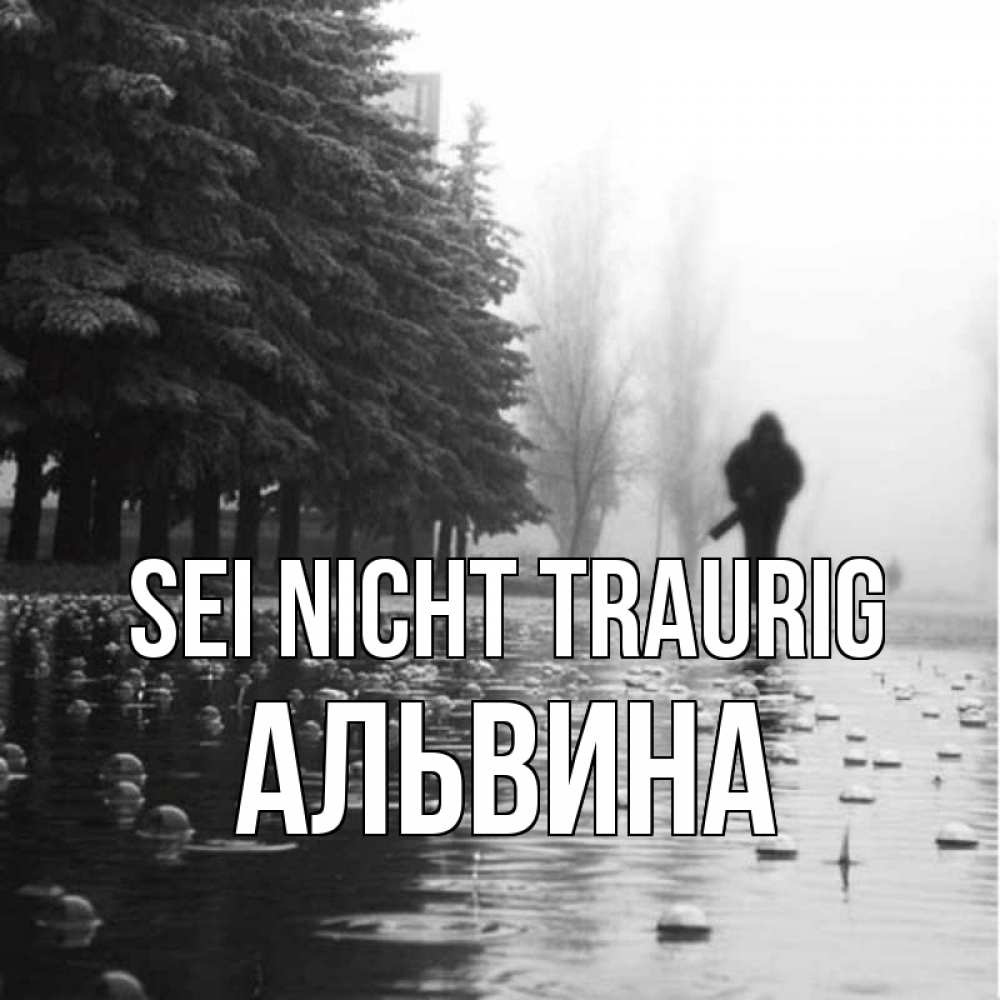Открытка на каждый день с именем, Альвина Sei nicht traurig улица под дождем Прикольная открытка с пожеланием онлайн скачать бесплатно 