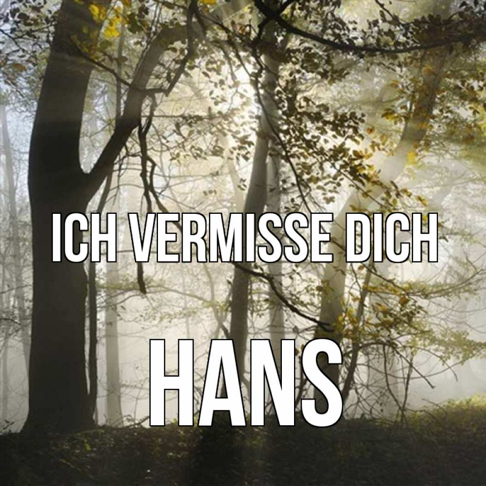 Открытка на каждый день с именем, Hans Ich vermisse dich грустно Прикольная открытка с пожеланием онлайн скачать бесплатно 