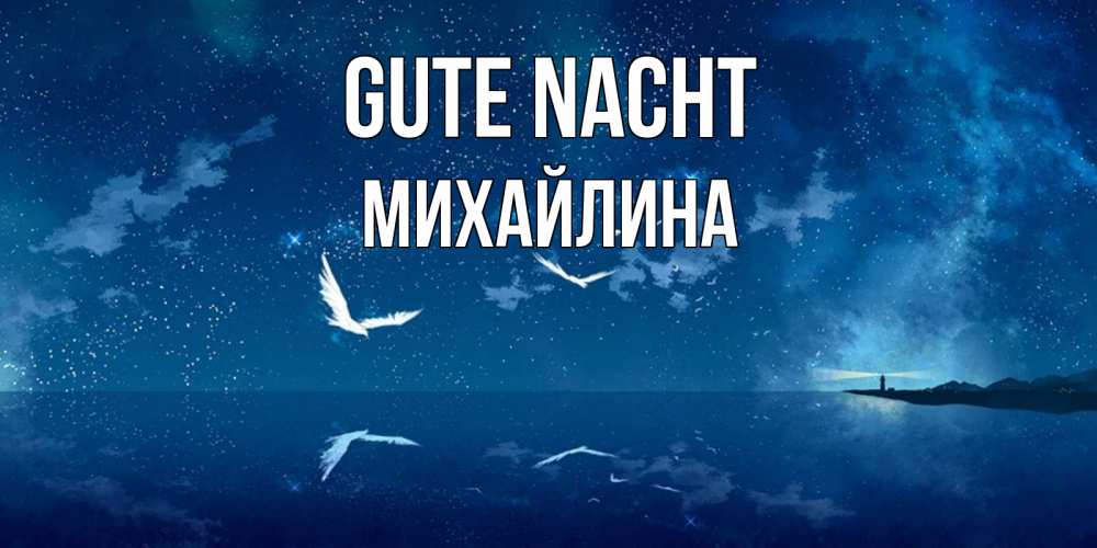 Открытка на каждый день с именем, Михайлина Gute Nacht птицы летят на фоне ночного неба Прикольная открытка с пожеланием онлайн скачать бесплатно 