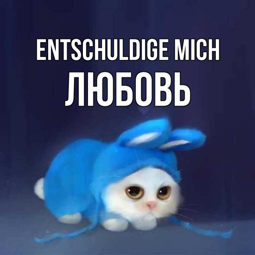 Открытка на каждый день с именем, Любовь Entschuldige mich невинный котозай просит прощения Прикольная открытка с пожеланием онлайн скачать бесплатно 