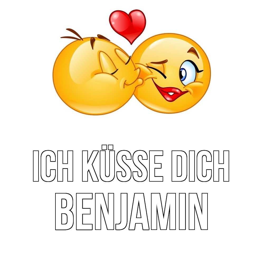 Открытка на каждый день с именем, Benjamin Ich küsse dich губы и белые зубы Прикольная открытка с пожеланием онлайн скачать бесплатно 