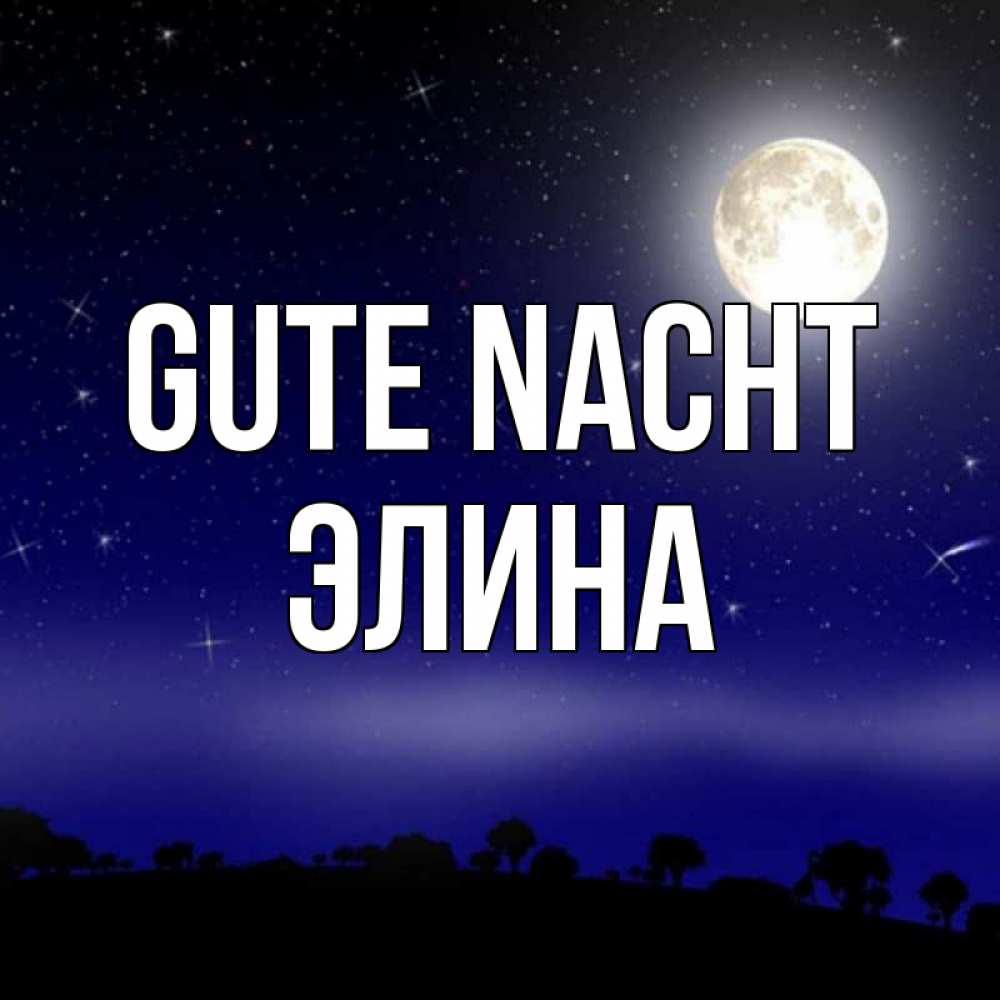 Открытка на каждый день с именем, Элина Gute Nacht ночное небо и лесная опушка при свете луны Прикольная открытка с пожеланием онлайн скачать бесплатно 
