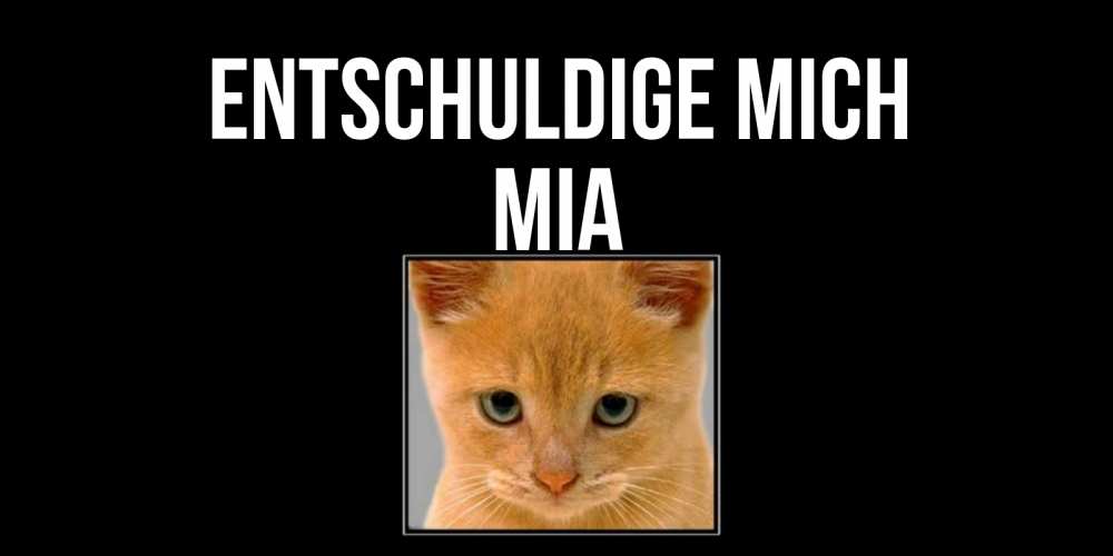 Открытка на каждый день с именем, Mia Entschuldige mich рыжий грустный кот просит прощения Прикольная открытка с пожеланием онлайн скачать бесплатно 