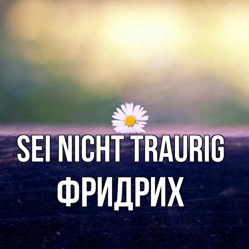 Открытка на каждый день с именем, Фридрих Sei nicht traurig красота Прикольная открытка с пожеланием онлайн скачать бесплатно 