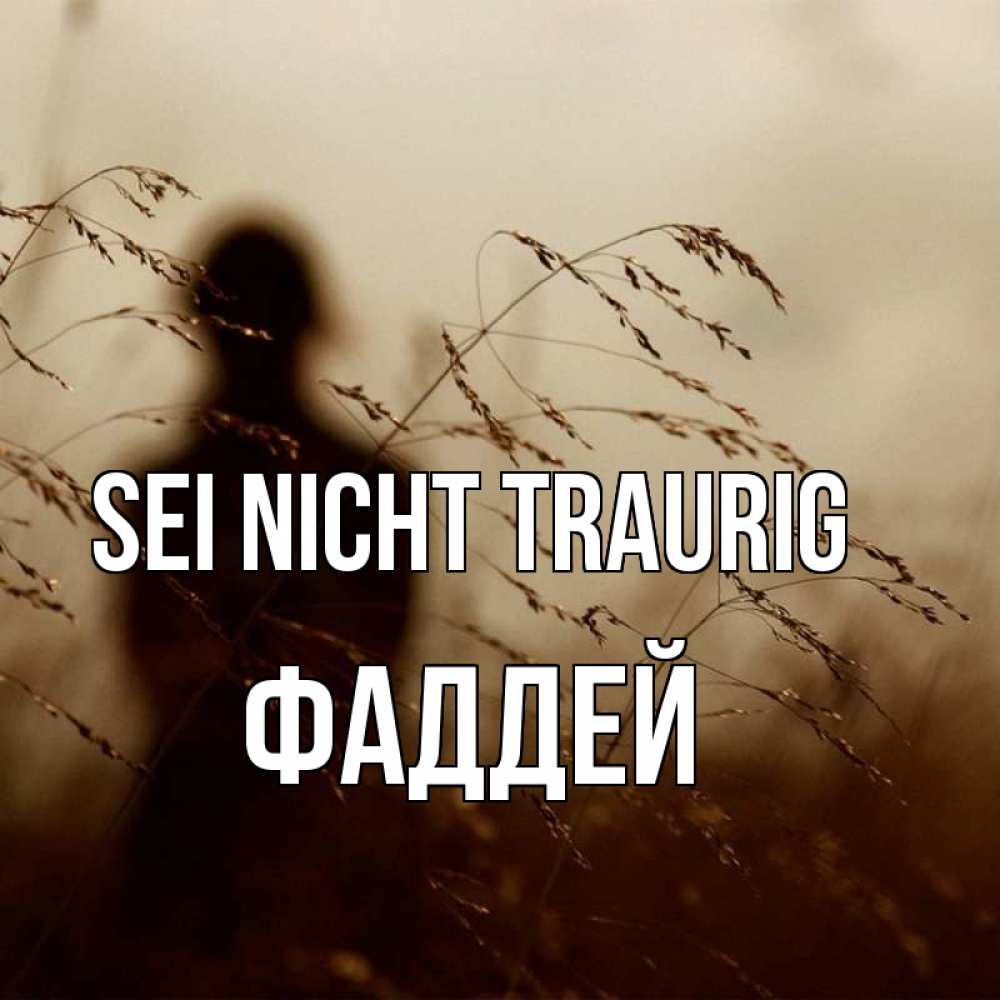 Открытка на каждый день с именем, Фаддей Sei nicht traurig грусть Прикольная открытка с пожеланием онлайн скачать бесплатно 