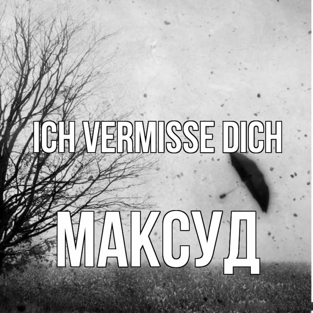 Открытка на каждый день с именем, Максуд Ich vermisse dich зонт летит Прикольная открытка с пожеланием онлайн скачать бесплатно 