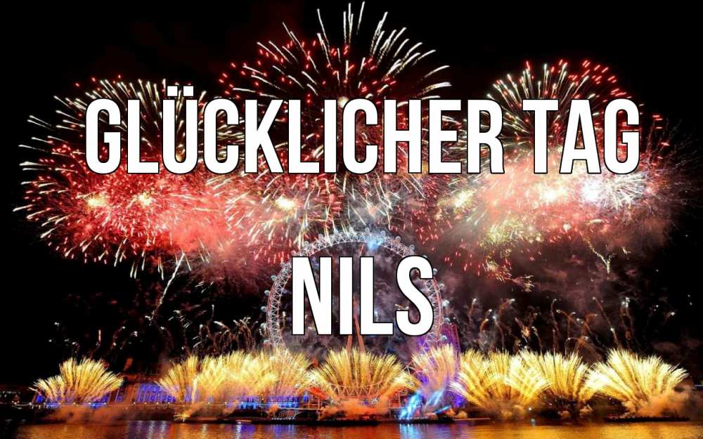Открытка на каждый день с именем, Nils Glücklicher Tag Фейрверг 2 Прикольная открытка с пожеланием онлайн скачать бесплатно 