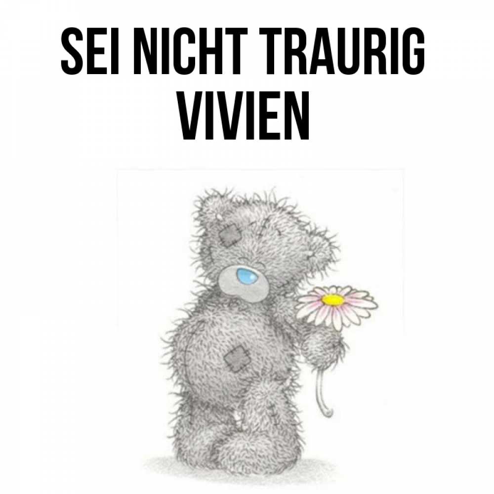 Открытка на каждый день с именем, Vivien Sei nicht traurig Плюшевый медвежонок с заплатками Прикольная открытка с пожеланием онлайн скачать бесплатно 