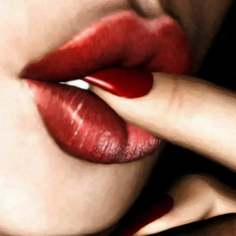 Открытка палец в губах открытка целую тебя для парня Ich küsse dich 