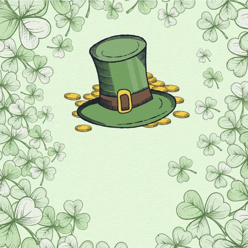 Открытка шляпа монеты  клевер  Ich wünsche dir viel Glück 