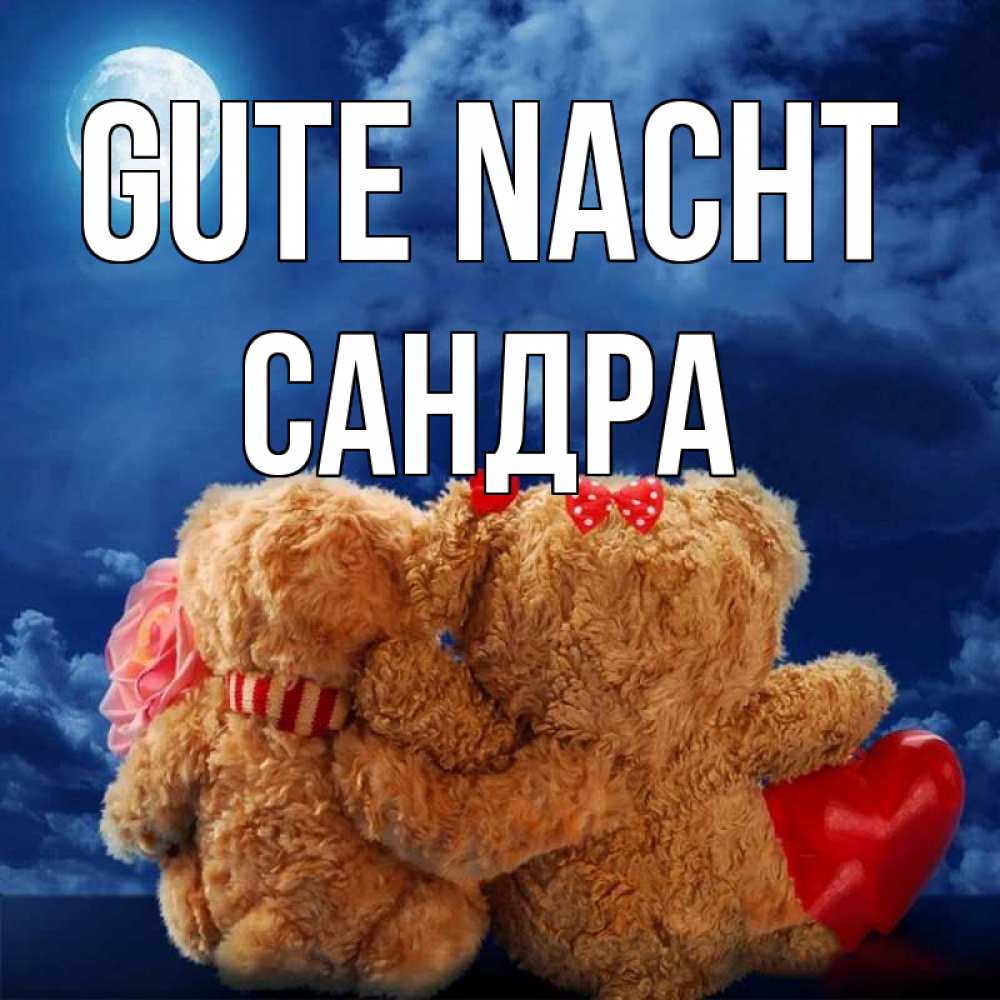Открытка на каждый день с именем, Сандра Gute Nacht плюшевые Прикольная открытка с пожеланием онлайн скачать бесплатно 