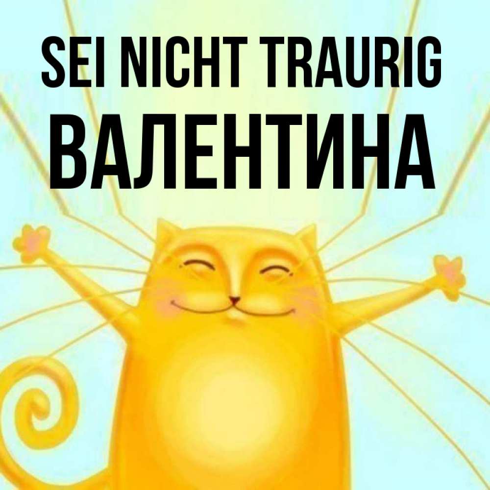 Открытка на каждый день с именем, Валентина Sei nicht traurig обнимашки усатые Прикольная открытка с пожеланием онлайн скачать бесплатно 
