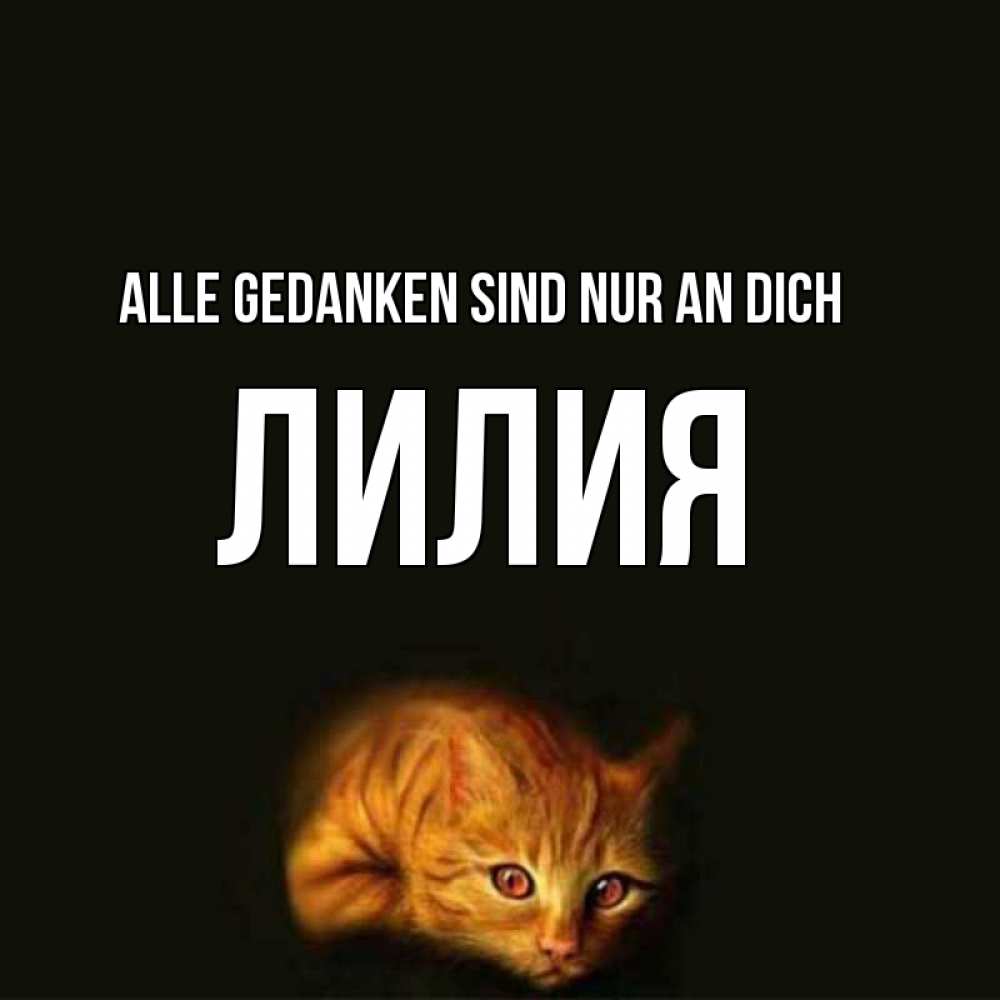 Открытка на каждый день с именем, Лилия Alle Gedanken sind nur an dich рыжий Прикольная открытка с пожеланием онлайн скачать бесплатно 