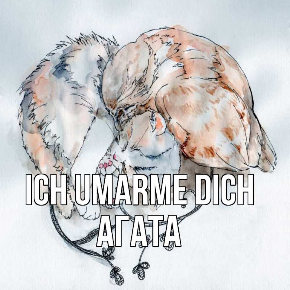 Открытка на каждый день с именем, Агата Ich umarme dich можно быть вместе даже когда очень разные Прикольная открытка с пожеланием онлайн скачать бесплатно 