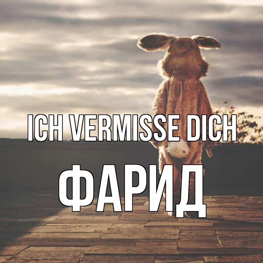 Открытка на каждый день с именем, Фарид Ich vermisse dich даже в костюме зайца Прикольная открытка с пожеланием онлайн скачать бесплатно 