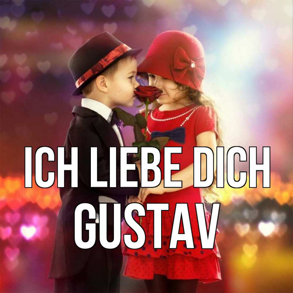 Открытка на каждый день с именем, Gustav Ich liebe dich черное и красное и роза Прикольная открытка с пожеланием онлайн скачать бесплатно 