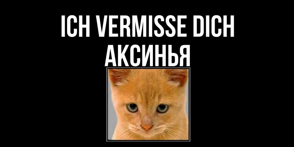 Открытка на каждый день с именем, Аксинья Ich vermisse dich открытки рыжий котенок скучает по тебе Прикольная открытка с пожеланием онлайн скачать бесплатно 