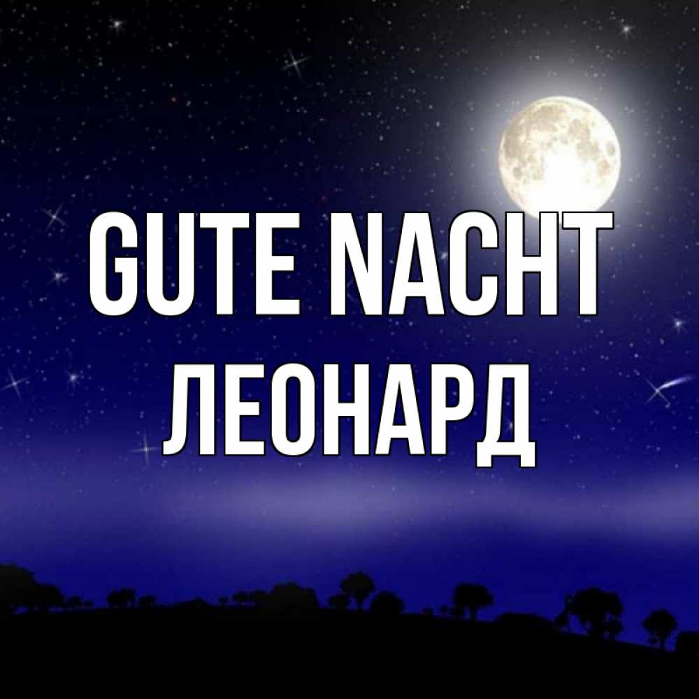 Открытка на каждый день с именем, Леонард Gute Nacht ночное небо и лесная опушка при свете луны Прикольная открытка с пожеланием онлайн скачать бесплатно 
