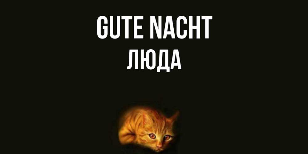 Открытка на каждый день с именем, Люда Gute Nacht кот Прикольная открытка с пожеланием онлайн скачать бесплатно 