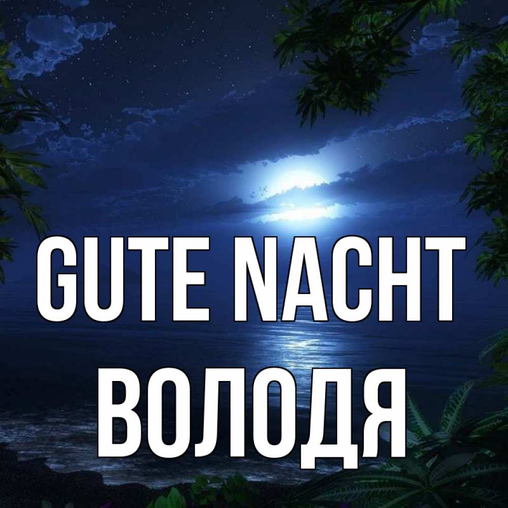 Открытка на каждый день с именем, Володя Gute Nacht тропический остров Прикольная открытка с пожеланием онлайн скачать бесплатно 