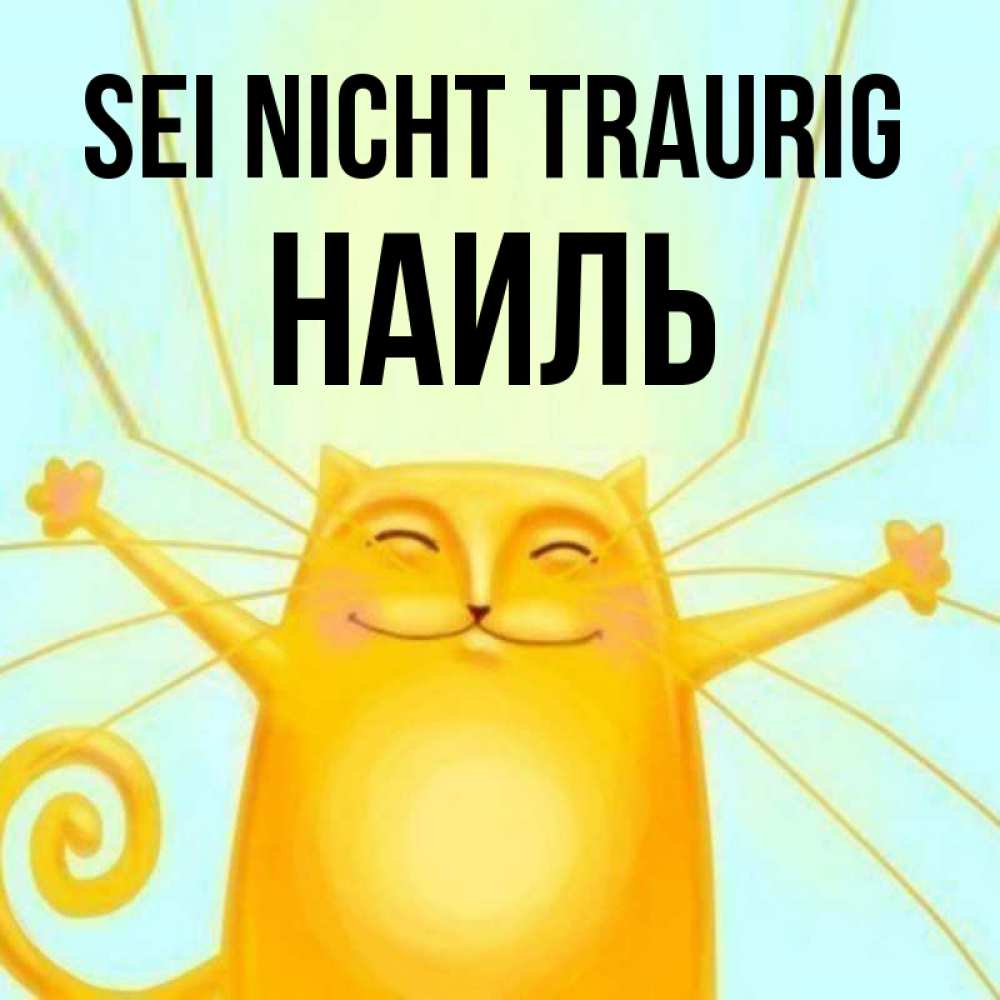 Открытка на каждый день с именем, Наиль Sei nicht traurig обнимашки усатые Прикольная открытка с пожеланием онлайн скачать бесплатно 