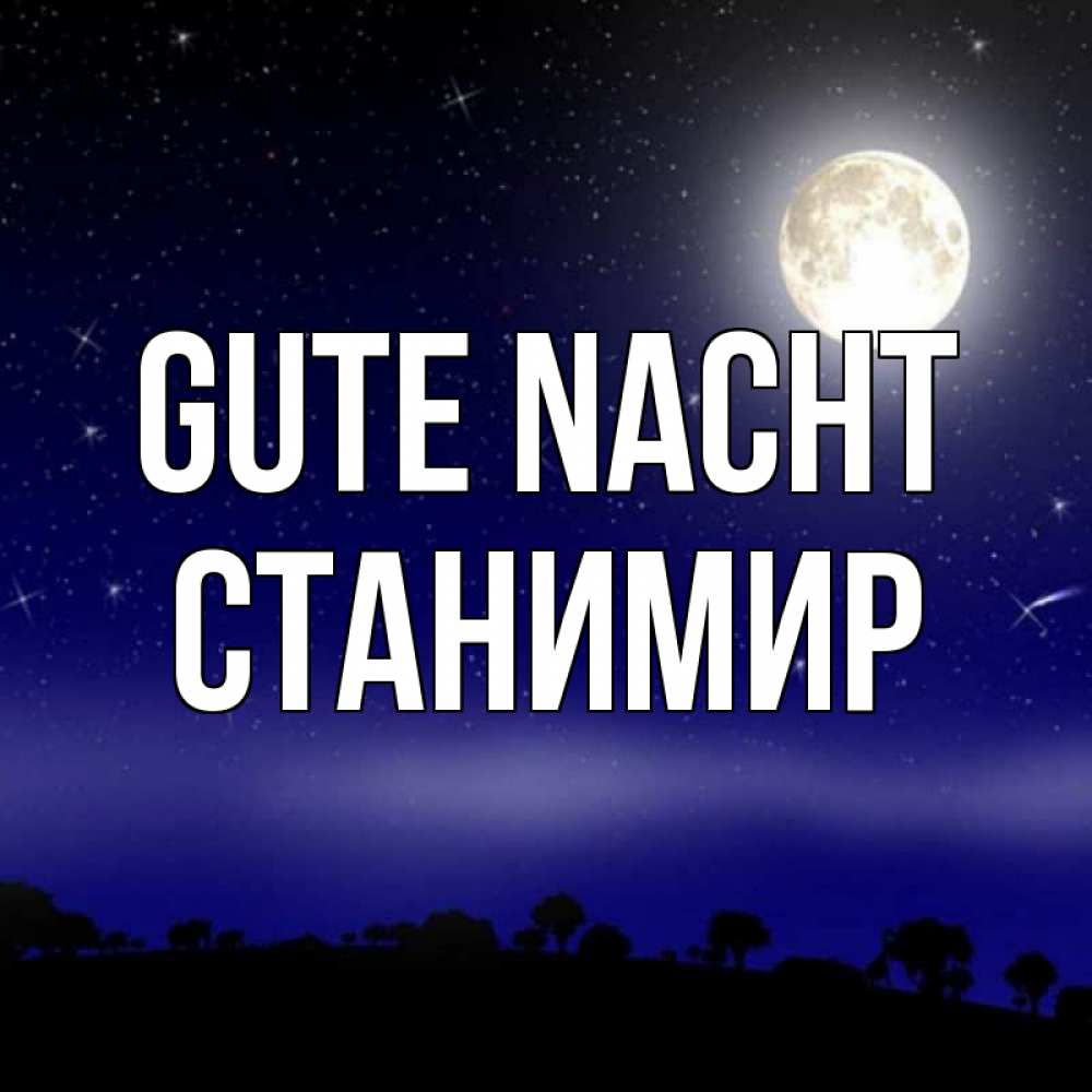 Открытка на каждый день с именем, Станимир Gute Nacht ночное небо и лесная опушка при свете луны Прикольная открытка с пожеланием онлайн скачать бесплатно 