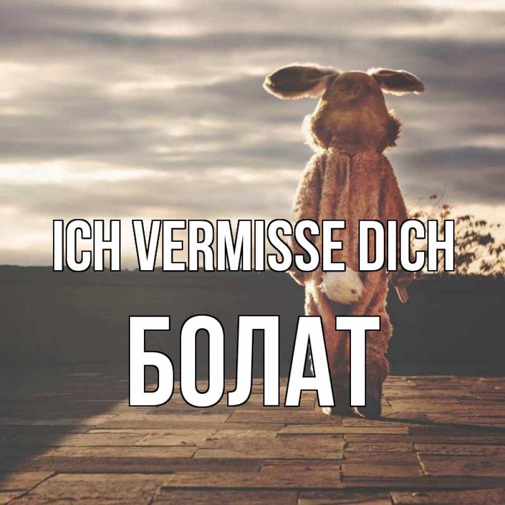Открытка на каждый день с именем, Болат Ich vermisse dich даже в костюме зайца Прикольная открытка с пожеланием онлайн скачать бесплатно 