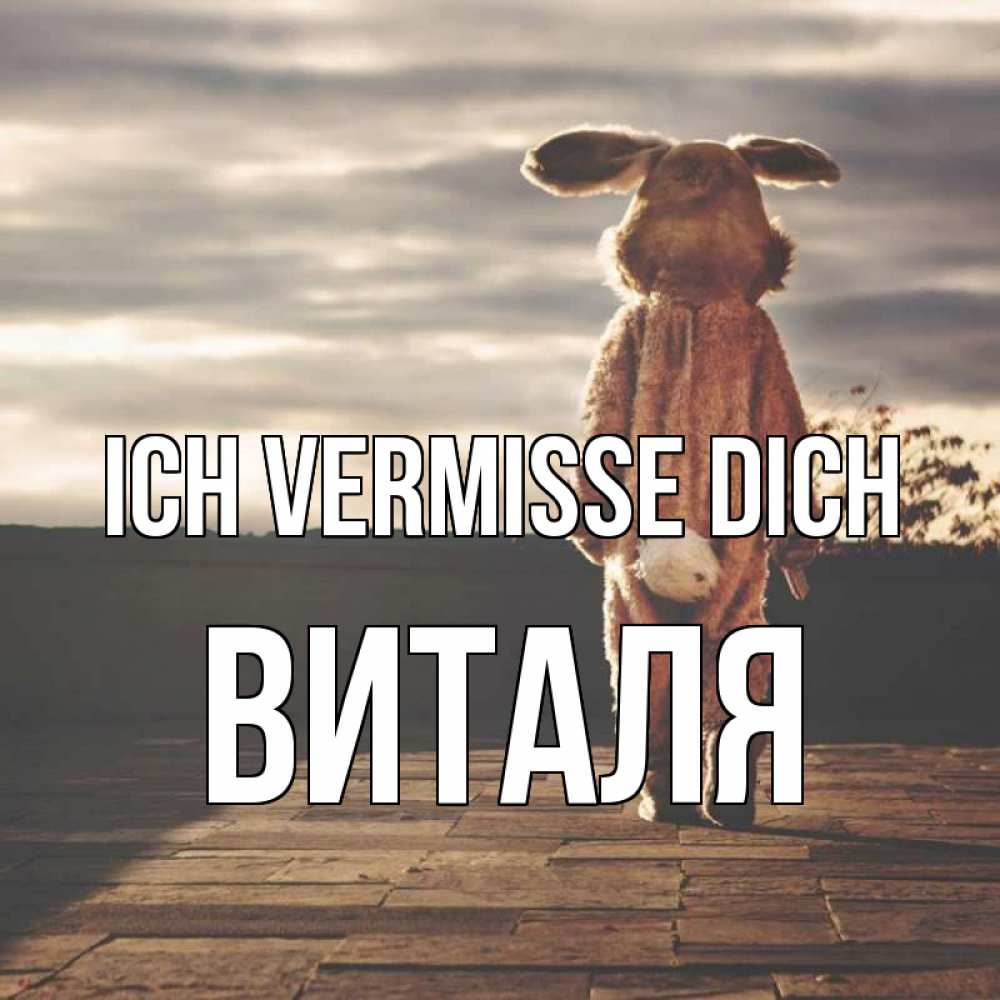 Открытка на каждый день с именем, Виталя Ich vermisse dich даже в костюме зайца Прикольная открытка с пожеланием онлайн скачать бесплатно 