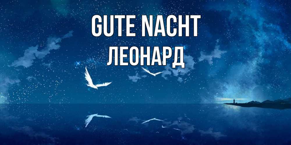 Открытка на каждый день с именем, Леонард Gute Nacht птицы летят на фоне ночного неба Прикольная открытка с пожеланием онлайн скачать бесплатно 