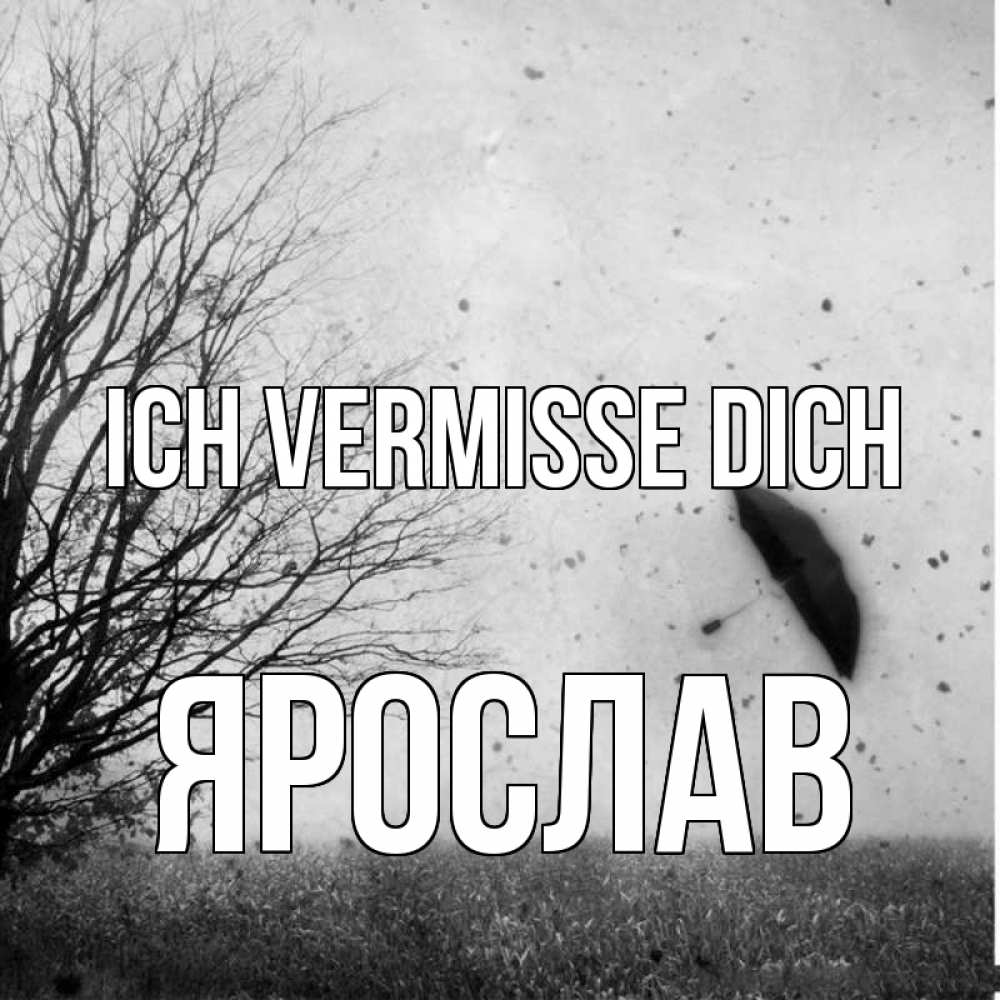 Открытка на каждый день с именем, Ярослав Ich vermisse dich зонт летит Прикольная открытка с пожеланием онлайн скачать бесплатно 