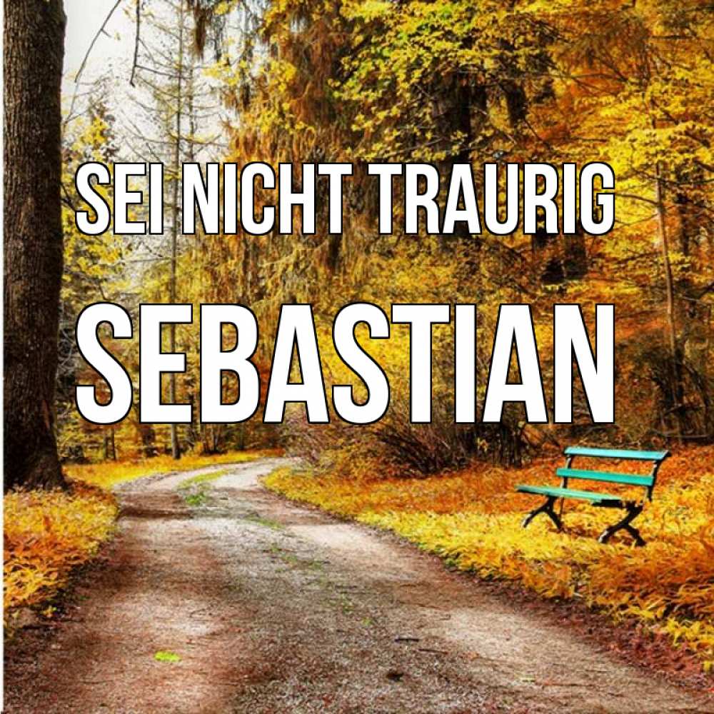 Открытка на каждый день с именем, Sebastian Sei nicht traurig зеленая лавочка Прикольная открытка с пожеланием онлайн скачать бесплатно 