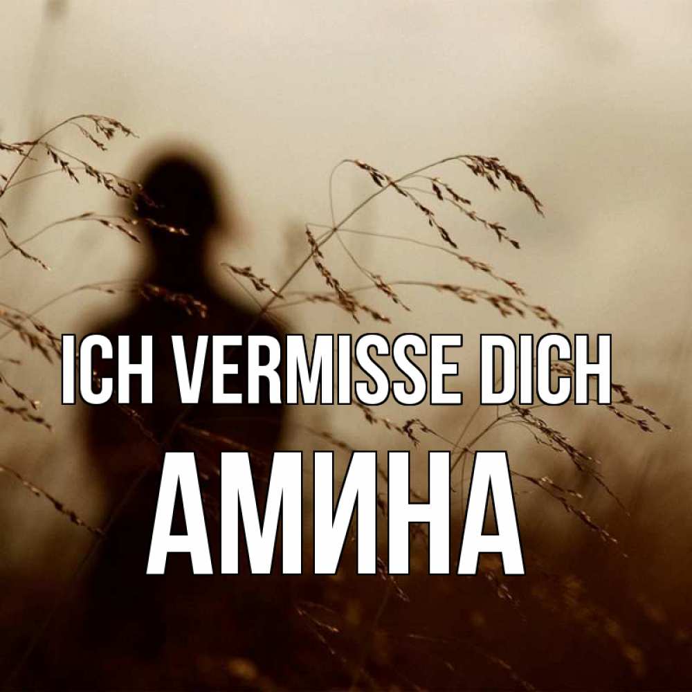 Открытка на каждый день с именем, Амина Ich vermisse dich силуэт девушки Прикольная открытка с пожеланием онлайн скачать бесплатно 